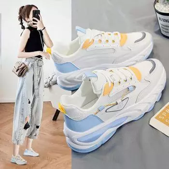 2021 новые модные сетчатые кроссовки, дышащие белые туфли, женские кроссовки для фитнеса 35 зелёный/белый