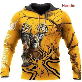 2021 Новые мужские и женские рубашки с 3D-принтом для охоты на оленей Harajuku casual Hoodie fashion Sweater S