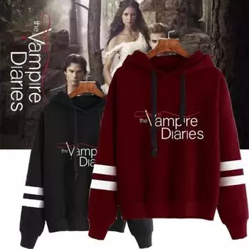 2021 Новые женские толстовки с принтом «Дневники вампира» для девочек, уличный свободный пуловер с длинным рукавом и милым принтом для XS-3XL S