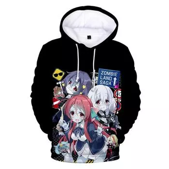2021 Новый ZOMBIE LAND SAGA 3D Print Fashion Осень Зима Костюм Толстовки Спортивная Одежда С Капюшоном Kawaii Женская/Мужская Одежда с Капюшоном S
