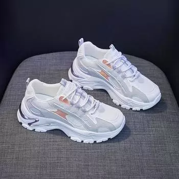 2021 Осень Мода Кроссовки Женщины Повседневные Дышащие Кроссовки Платформы Кроссовки 35 оранжевый/белый