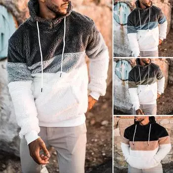 2021 осенне-зимний мужской повседневный свободный плюшевый свитер с капюшоном, мужской топ XXXL синий