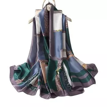 2021 популярные 180X90CM шелковые атласные шарфы модные цепные принты шарф для женщин солнцезащитные платки роскошные платки для женщин 180X90CM