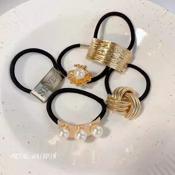 2021 Стильная японская и корейская металлическая резинка для волос с матовой отделкой F280 золотой