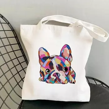 2021 сумка-тоут с принтом собаки Зои, женская сумка-шопер в стиле Харадзюку, сумка для покупок для девочек, женская холщовая сумка 24*26cm