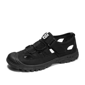 2021 summer new men s breathable simple casual sandals fashionable hollow outdoor bag head casual leather men s shoes 39