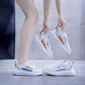 2021 Весна и лето Женские повседневные кроссовки сетчатые дышащие кроссовки для бега Кроссовки для путешествий 35 белый/фиолетовый