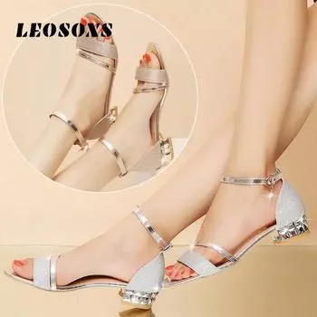 2021 женские сандалии, женская роскошная обувь высокого качества, сандалии до щиколотки на среднем каблуке, вечерние квадратные туфли с открытым носком 38 золотой