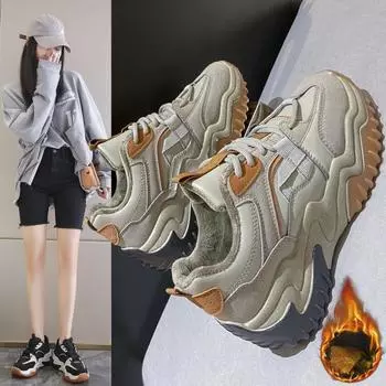 2021 зимние кроссовки плюс бархатные теплые туфли, женские удобные повседневные кроссовки на платформе на платформе 35