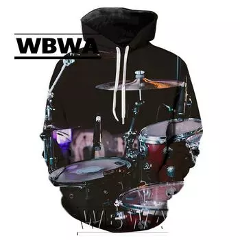 2022 3D смешные толстовки с принтом музыкальных инструментов мужские модные толстовки с капюшоном повседневные толстовки с капюшоном S