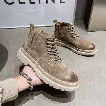 2022 Autumn Men’s Suede Martin Boots: British Style, Versatile Casual Mid-Top Shoes 40