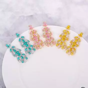 2022 autumn new geometric micro-inlaid zircon full of diamonds exquisite earrings light luxury women s fashion sense жёлтый