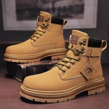 2022 Autumn/Winter Retro High-Top Martin Boots: Yellow, Big Toe, Couple s and Men s Styles 43 чёрный
