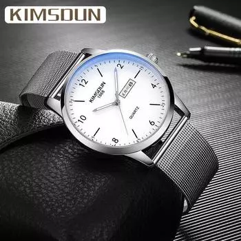 2022 Часы Kimsdun, мужские часы высшего бренда класса люкс, ультратонкие часы, мужские модные мужские часы с двойным календарем, водонепроницаемые кварцевые студенческие простые мужские часы