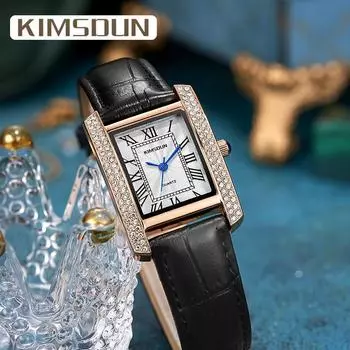 2022 часы Kimsdun, мужские часы высшего бренда класса люкс, новые модные квадратные часы с водными бриллиантами, английские женские часы Ms. Водонепроницаемые часы