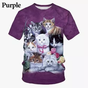 2022 Funny Personality Cute 3d Printing Men s Short-sleeved Fashion Casual Unisex T-shirt S