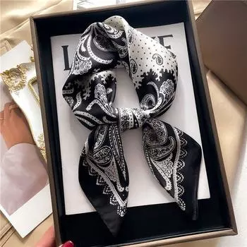 2022 Headband Scarf Women New 70cm Silk Satin Print Neck FJ708-1