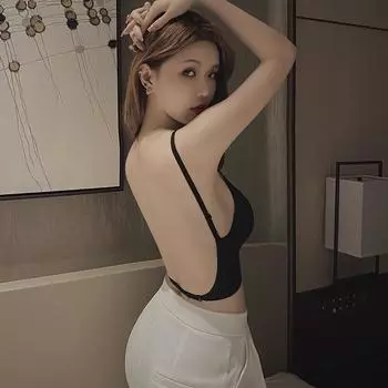 2022 Hot Style U-Shaped Backless Seamless Bra with Chest Pads for Small-Chested Women M (70C/75AB) чёрный