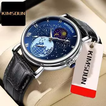 Часы KIMSDUN мужские, лучший бренд класса люкс, часы Light Star Air Moon, полностью автоматические, механические, мужские, деловые, водонепроницаемые