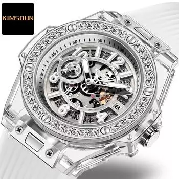 2022 KIMSDun часы мужские лучшие бренды класса люкс ЧАСЫ прозрачные модные часы мужские и женские часы водостойкий силиконовый календарь вполне