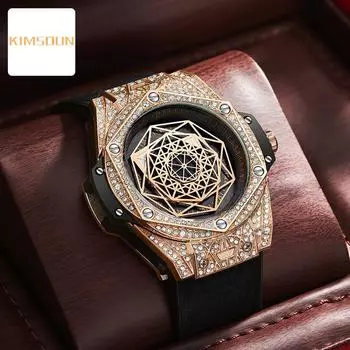 2022 KIMSDun Часы Мужские Лучший Бренд Роскошные Часы Мужские Часы Модные Тенденции Алмазный Силиконовый Водонепроницаемые Автоматические Механические Часы
