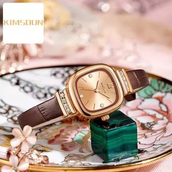 2022 KIMSDUN Часы Женские Лучший Бренд Роскошные Часы Ретро Мода Маленькие Засахаренные Бриллианты Женские Водонепроницаемые Кварцевые Часы