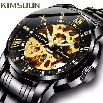 2022 Kimsdun Watch Мужские часы высшего бренда класса люкс модные двусторонние полые автоматические механические часы мужские часы мужские часы водонепроницаемые деловые