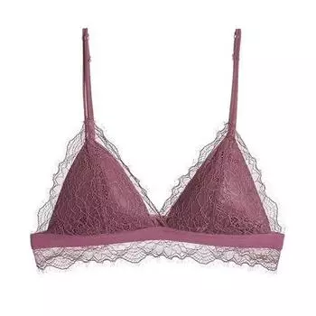 2022 Кружевное ультратонкое нижнее белье с треугольными чашками Ультратонкий модный комфортный бюстгальтер для девочек L белый