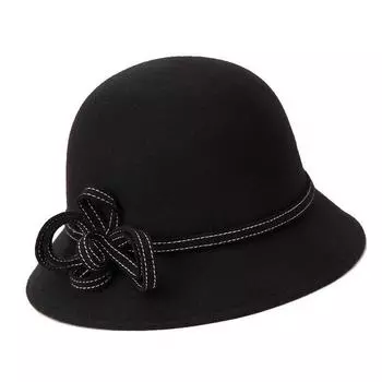 2022 Леди Шикарная Кепка-клош с асимметричными полями и цветочным узором, женская фетровая шляпа из 100% шерсти, черная, темно-синяя, винно-красная, верблюжье-серая 54-58cm
