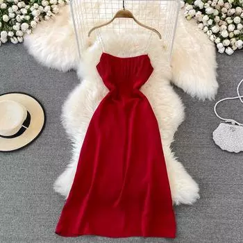 2022 летнее новое платье на подтяжках во французском стиле Хепберн, платье трапециевидной формы без рукавов средней длины с тонкой талией