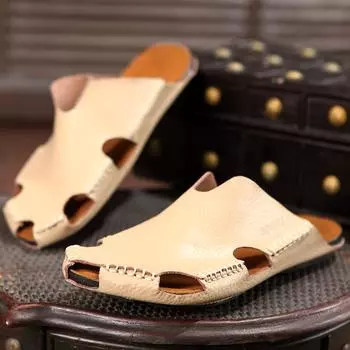 2022 Летние мужские сандалии Повседневные дышащие сандалии на плоской подошве для мужчин Самые продаваемые модные пляжные мужские туфли без застежек Черный Коричневый 38