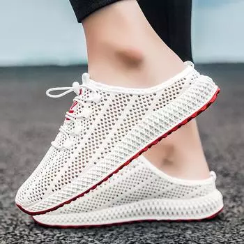 2022 летняя модная мужская обувь без шнуровки с дышащей сеткой, повседневная прогулочная обувь 39 белый