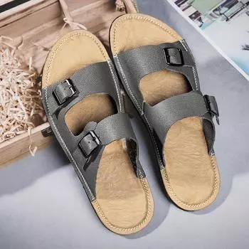 2022 Лето Новейшие Мужские Тапочки Натуральная Кожа Пляжные Сандалии Для Мужчин Досуг Личность Модные Крутые Шлепанцы Мужские Шлепанцы 38