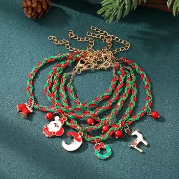 2022 Лось Подвеска Девушка Милый Простой Зимний Модный Браслет Для Девочек Комплект Санта-Пары Элегантный Браслет Снеговик Пончик Подвеска Браслет Рождественский Колокольчик A