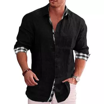 2022 Men s Long Sleeve Casual Cotton Linen Shirt - European & American Style L