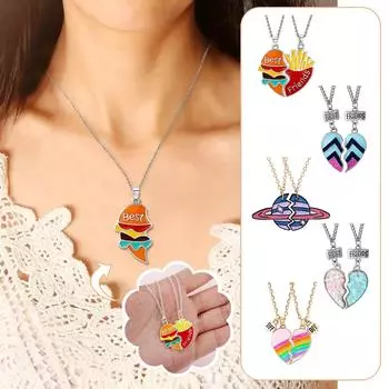 2022 Металлическое ожерелье с капающим маслом Good Friend, цветная подвеска из сплава с любовью, новое креативное ожерелье в форме сердца A разноцветный