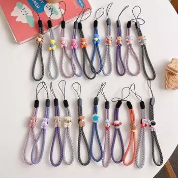 2022 Милый Медведь Мультфильм Регулируемый Ремешок Для Телефона На Запястье - Нейлоновый Короткий Ремешок Аксессуар