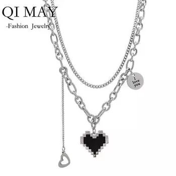 2022 модное женское ожерелье с подвеской для пожилых людей, тонкая двойная цепочка с металлическим сердечком, праздничное ожерелье, ювелирное изделие, подарок