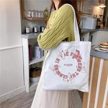 2022 Модные повседневные пляжные сумки для прогулок, сумки на плечо, модные сумки для покупок для девочек, милые сумки Kawaii, сумки для покупок, холщовые сумки Handb 24*26cm