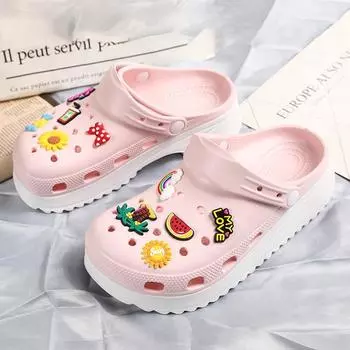 2022 Модные розовые женские сабо на платформе, летние садовые туфли на плоской подошве, удобные дизайнерские сандалии для женщин, Sandalias De Mujer 35