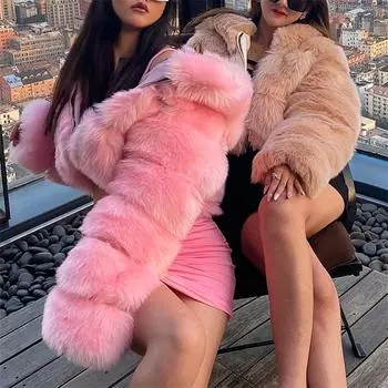 2022 модные зимние высококачественные пушистые укороченные пальто из искусственного меха женские укороченные пальто из искусственного меха пушистая теплая короткая куртка с капюшоном на молнии S