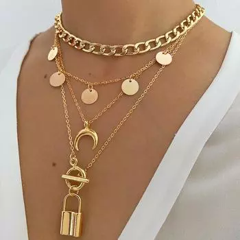 2022 модный новый роскошный браслет с лунным замком и подвеской, студенческие милые украшения, цепочка для свитера для пары золотой