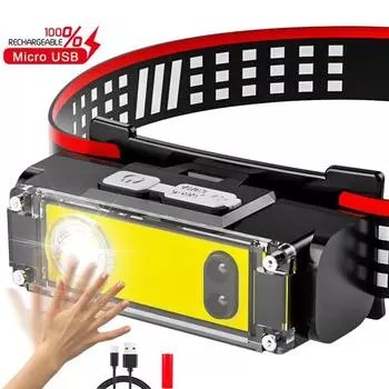 2022 Мощный яркий светодиодный налобный фонарь XHP160, дальний свет 500 м, USB перезаряжаемый налобный фонарь, водонепроницаемый налобный фонарь NO Battery чёрный