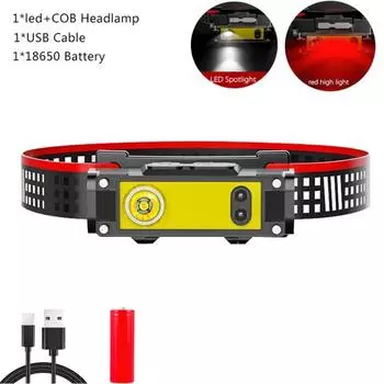 2022 Мощный яркий светодиодный налобный фонарь XHP160, дальний свет 500 м, USB перезаряжаемый налобный фонарь, водонепроницаемый налобный фонарь NO Battery чёрный