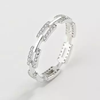 2022 НОВЫЕ изысканные полые кольца для женщин из настоящего стерлингового серебра S925 с CZ геометрическим штабелируемым пальцем на помолвку, подарок, ювелирные изделия 6 серебряный