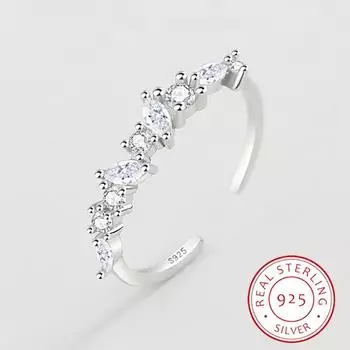 2022 НОВЫЕ модные нерегулярные кольца для женщин, регулируемые открытые настоящие S925 серебряные подвески с бриллиантами, свадебный подарок на помолвку, ювелирные изделия Resizable серебряный