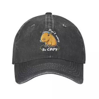 2022 Новая классическая джинсовая бейсболка Capybara Don t Worry Be Capy для мужчин и женщин, весенне-осенние шляпы от солнца, каваи, кепка с животными, шляпы One Size