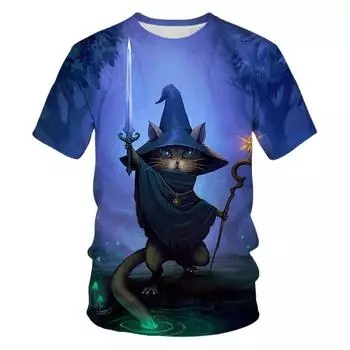 2022 Новая модная футболка с изображением кошек и животных, мужская/женская футболка с 3D-принтом, короткий рукав, летняя мужская одежда в стиле хип-хоп S