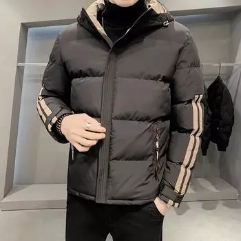 2022 Новая осенне-зимняя мужская одежда с хлопковой подкладкой, повседневная одежда с хлопковой подкладкой, мужская пуховая куртка, хлопковая стеганая куртка, куртка с капюшоном, пальто с капюшоном 5XL чёрный