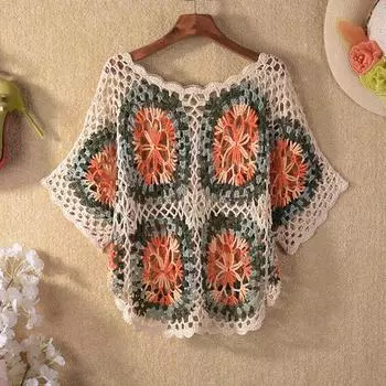 2022 новая женская весенне-летняя свободная рубашка «летучая мышь», пуловер полой вязки с короткими рукавами, модный повседневный топ в западном стиле